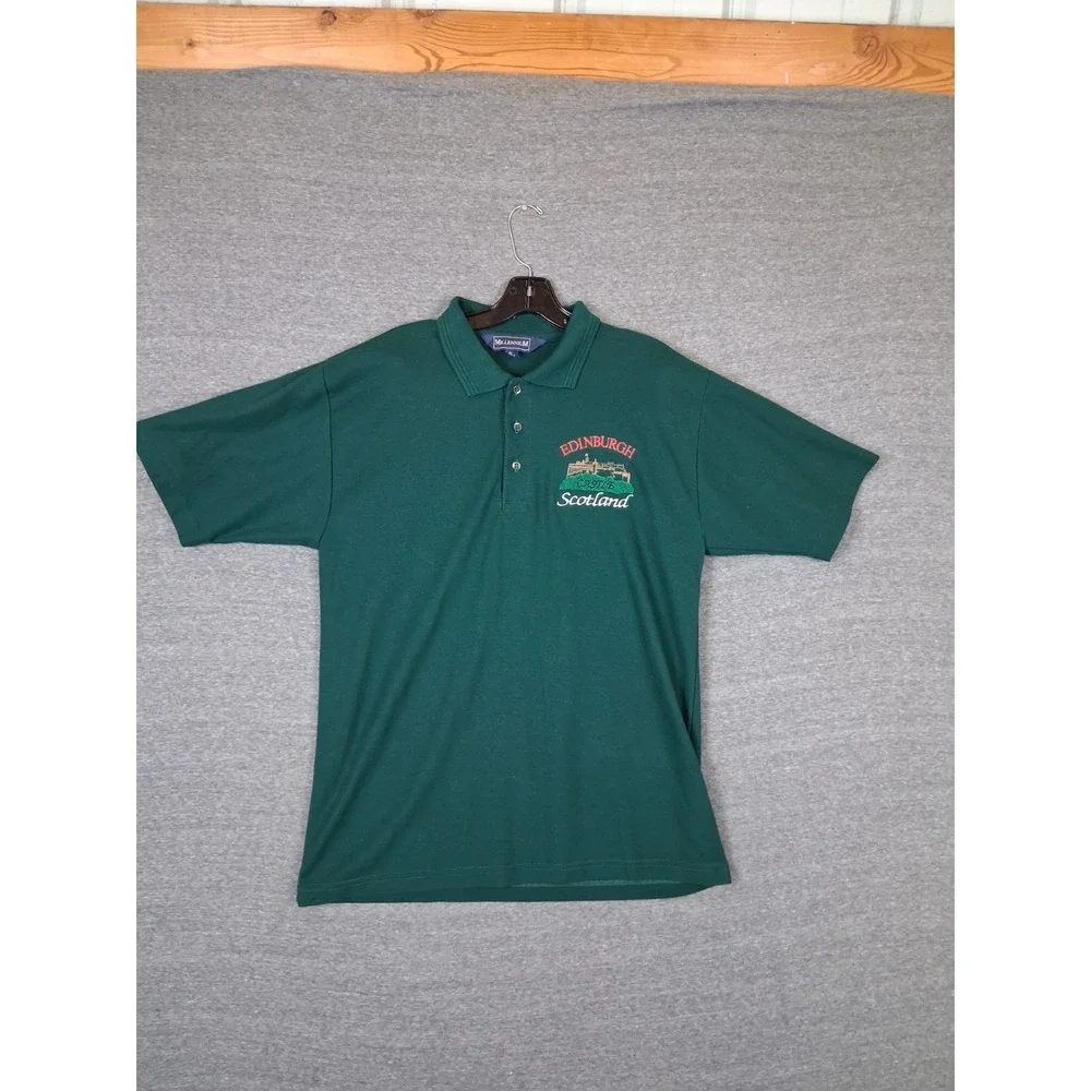 Millennium Mens Polo UK Medium Green Edinburg Scotland Castle Logo Embroidered